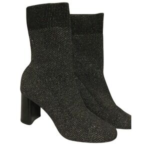 Zara Basic Collection Sparkly Knit Sock Booties Ankle Boots Black Size‎ 38